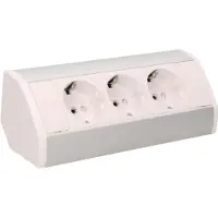 ORNO Hoekstekkerdoos - 3 stopcontacten - Opbouw hoekstekkerblok met 60 cm kabel - Wit/Zilver