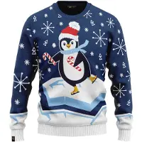 JAP Christmas Foute kersttrui Skateguïn (blauw) - JAP Christmas - Maat 7/8 jaar