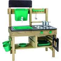 Hape Premium Buitenkeuken Modderkeuken - Speelkeuken Buiten met Watertank en Kraan - Duurzaam Hout - 3 Jaar+