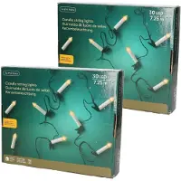 Lumineo Set van 2x stuks kaarsen lichtsnoer/kerstverlichting warm wit 30 lampjes 725 cm - Kerstverlichting kerstboom