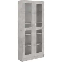 vidaXL Vitrinekast 82,5x30,5x185,5 cm bewerkt hout betongrijs