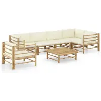vidaXL 7-delige Loungeset met crèmewitte kussens bamboe