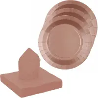 SANTEX servies set karton - 10x bordjes/25x servetten - rose goud - Feestbordjes