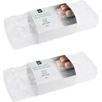 Excellent houseware Eierdoos - 2x - 32 x 12 x 11 cm - kunststof - voor 12 eieren - Vershoudbakjes