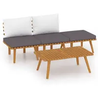 vidaXL 4-delige Loungeset met kussens massief acaciahout