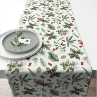 Ambiente Tafelloper Winter greenery wit wit Katoen Tafellaken