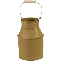 Merkloos Mega Collections Melkbus bloemenvaas/siervaas - zink - oud goud - D15 x H24 cm - Vazen