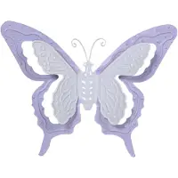 Merkloos Mega Collections tuin/schutting decoratie vlinder - metaal - lila paars - 24 x 18 cm - Tuinbeelden