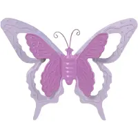 Merkloos Mega Collections tuin/schutting decoratie vlinder - metaal - roze - 17 x 13 cm - Tuinbeelden