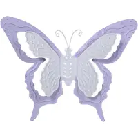 Merkloos Mega Collections tuin/schutting decoratie vlinder - metaal - lila paars - 17 x 13 cm - Tuinbeelden