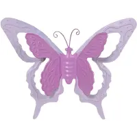 Merkloos Mega Collections tuin/schutting decoratie vlinder - metaal - roze - 46 x 34 cm - Tuinbeelden