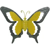 Merkloos Mega Collections tuin/schutting decoratie vlinder - metaal - groen - 36 x 27 cm - Tuinbeelden