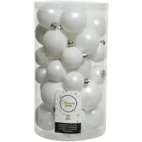 Christmas Decoration 30 Kerstballen plastic glans-mat-glitter assorted winterwit