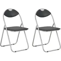vidaXL Klapstoelen, 2 stuks, zwart kunstleer