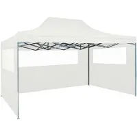 vidaXL Partytent met 3 zijwanden inklapbaar 291x413x315 cm wit