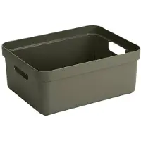 Sunware Sigma Home opbergbox 24L – 44,5x34,5x18,3 cm – Donkergroen – BPA-vrij plastic, stapelbaar (deksel apart verkrijgbaar) – stijlvolle opbergmand voor kinderkamer & woonkamer