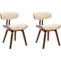 vidaXL Eetkamerstoelen 2 st gebogen hout en kunstleer crèmekleurig