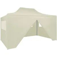 vidaXL Partytent met 4 zijwanden inklapbaar 3x4 m staal crème