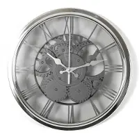 Deco Wandklok zilver industrieel 30 cm - Wandklokken