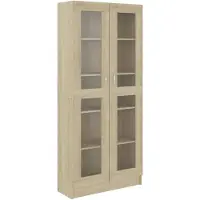 vidaXL Vitrinekast 82,5x30,5x185 cm bewerkt hout sonoma eikenkleurig