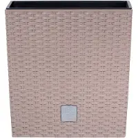 Prosperplast Kunststof Rato rotan bloempot/plantenpot met binnenpot taupe 20 cm - Plantenbakken