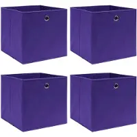 vidaXL Opbergboxen 4 st 28x28x28 cm nonwoven stof paars