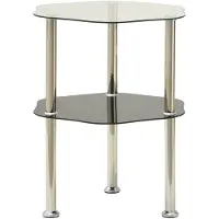 vidaXL Bijzettafel 2-laags 38x38x50 cm gehard glas transparant zwart