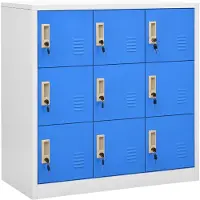 vidaXL Lockerkasten 5 st 90x45x92,5 cm staal lichtgrijs en blauw
