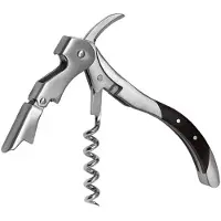 Cookai kurkentrekker tweetraps 12,3 cm RVS/hout zilver/zwart