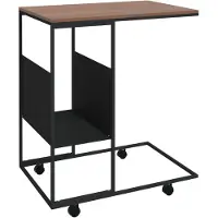 vidaXL Bijzettafel met wieltjes 55x36x63,5 cm bewerkt hout zwart