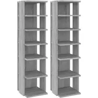 vidaXL Schoenenrekken 2 st 27,5x27x102 cm bewerkt hout grijs sonoma