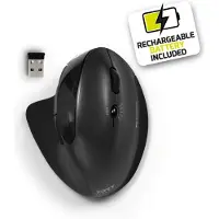 Port Designs Port Connect - Ergonomische Draadloze Muis - Oplaadbaar - 1600 DPI - Inclusief Oplaadkabel - Zwart