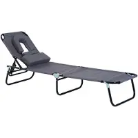 Outsunny Ligbed met opening voor gezicht grijs 190 x 56 x 28cm