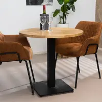 Livin24 Bistrotafel rond Sven eikenhout Ø80 cm