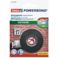 TESA Montagetape Outdoor 1,5 M Zwart zwart Kunststof Tape