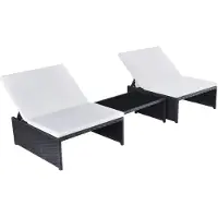 vidaXL Tuinstoelen 2 st verstelbaar met tafel poly rattan zwart