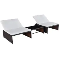 vidaXL Tuinstoelen 2 st verstelbaar met tafel poly rattan bruin