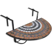 vidaXL Balkontafel hangend mozaïek terracotta-wit half-rond online kopen