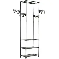 vidaXL Kledingrek 55x28,5x175 cm staal en ongeweven stof zwart