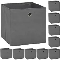 vidaXL Opbergboxen 10 st 32x32x32 cm nonwoven stof grijs