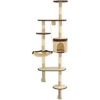 vidaXL Kattenkrabpaal met krabpalen wandmontage 194 cm beige bruin