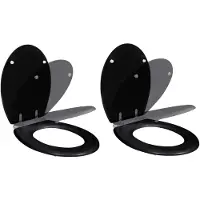 vidaXL Toiletbril met soft-closedeksel 2 st MDF zwart