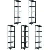 vidaXL Opbergrekken 5 st 125 kg 60x30x180 cm kunststof zwart