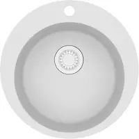 vidaXL Gootsteen enkele bak rond graniet wit
