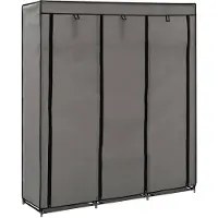 vidaXL Kledingkast met vakken en stangen, grijs, 150x45x175cm, stof