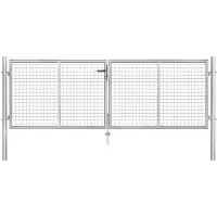 vidaXL Tuinpoort gegalvaniseerd staal 300x75 cm zilver