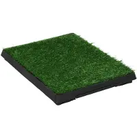 vidaXL Huisdierentoilet met bak en kunstgras 63x50x7 cm groen
