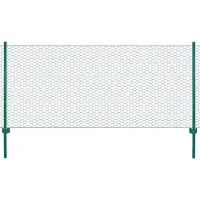 vidaXL Draadgaashek met palen 25x0,75 m staal groen