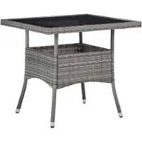 vidaXL Tuintafel poly rattan en glas grijs