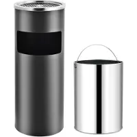 vidaXL Asbak/prullenbak 30 L staal grijs